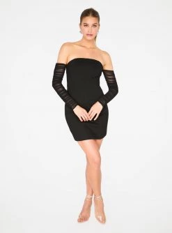 HeyYou Black Off The Shoulder Ruched Sleeve Mini Dress Dresses 11 HeyYou Black Off The Shoulder Ruched Sleeve Mini Dress Dresses