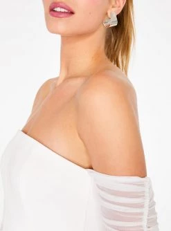 HeyYou Dresses Natural Off The Shoulder Ruched Sleeve Mini Dress