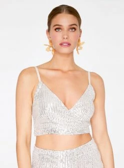 HeyYou Sets Sequin Crop Top In Nude