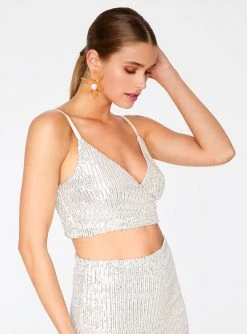 HeyYou Sets Sequin Crop Top In Nude