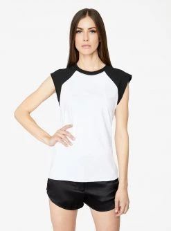 HeyYou Basic Baseball T-Shirt In White And Black Crop Tops