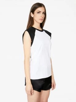 HeyYou Basic Baseball T-Shirt In White And Black Crop Tops