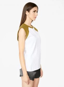 Crop Tops HeyYou Basic Baseball T-Shirt In White And Khaki