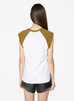 Crop Tops HeyYou Basic Baseball T-Shirt In White And Khaki