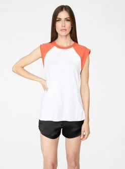 Crop Tops HeyYou Basic Baseball T-Shirt In White And Red