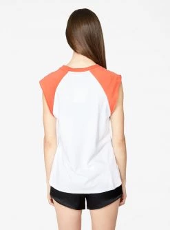 Crop Tops HeyYou Basic Baseball T-Shirt In White And Red