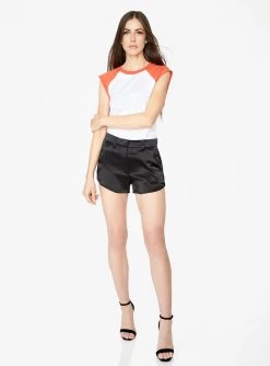 Crop Tops HeyYou Basic Baseball T-Shirt In White And Red