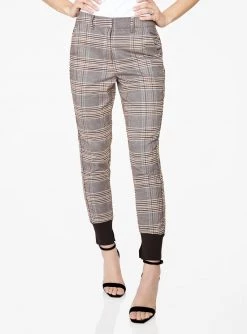 HeyYou High Waisted Jogger In Brown Plaid Pants 9 HeyYou High Waisted Jogger In Brown Plaid Pants