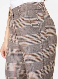 HeyYou High Waisted Jogger In Brown Plaid Pants