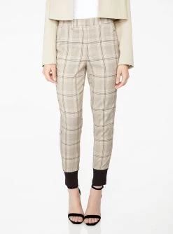 HeyYou High Waisted Jogger In Sand Plaid Pants