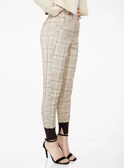 HeyYou High Waisted Jogger In Sand Plaid Pants