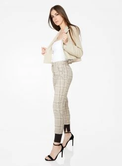 HeyYou High Waisted Jogger In Sand Plaid Pants