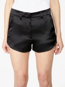 HeyYou Shorts Black Curved Hem Satin Short