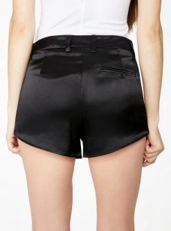 HeyYou Shorts Black Curved Hem Satin Short