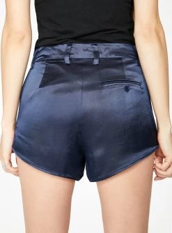 HeyYou Shorts Navy Curved Hem Satin Short