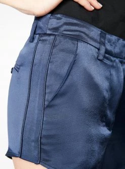 HeyYou Shorts Navy Curved Hem Satin Short