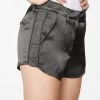 HeyYou Shorts Olive Curved Hem Satin Short