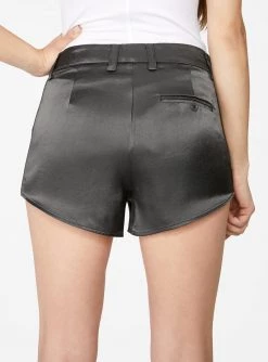 HeyYou Shorts Olive Curved Hem Satin Short