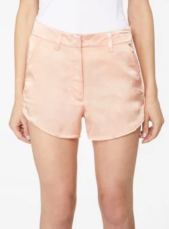HeyYou Peach Curved Hem Satin Short