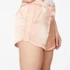 HeyYou Peach Curved Hem Satin Short