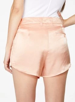 HeyYou Peach Curved Hem Satin Short