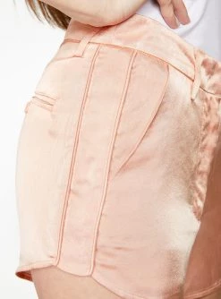 HeyYou Peach Curved Hem Satin Short