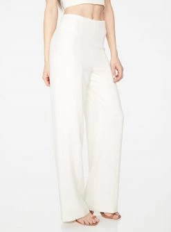 HeyYou Pants Creme High Waisted Relaxed Side Zip Trouser