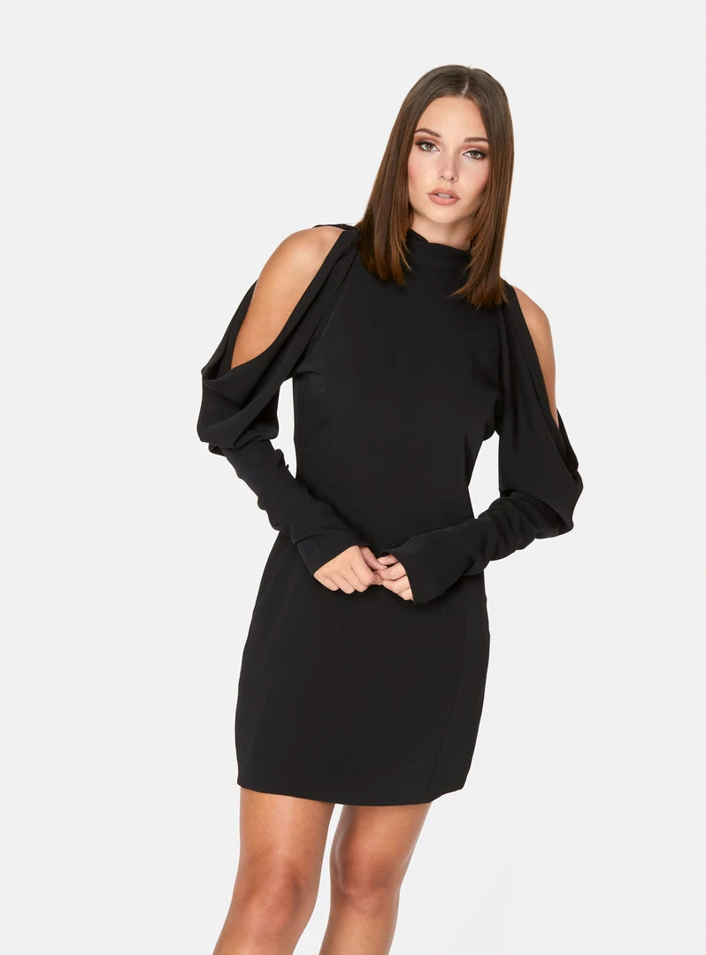 HeyYou Draped Sleeve Mini Dress In Black Dresses 3 HeyYou Draped Sleeve Mini Dress In Black Dresses