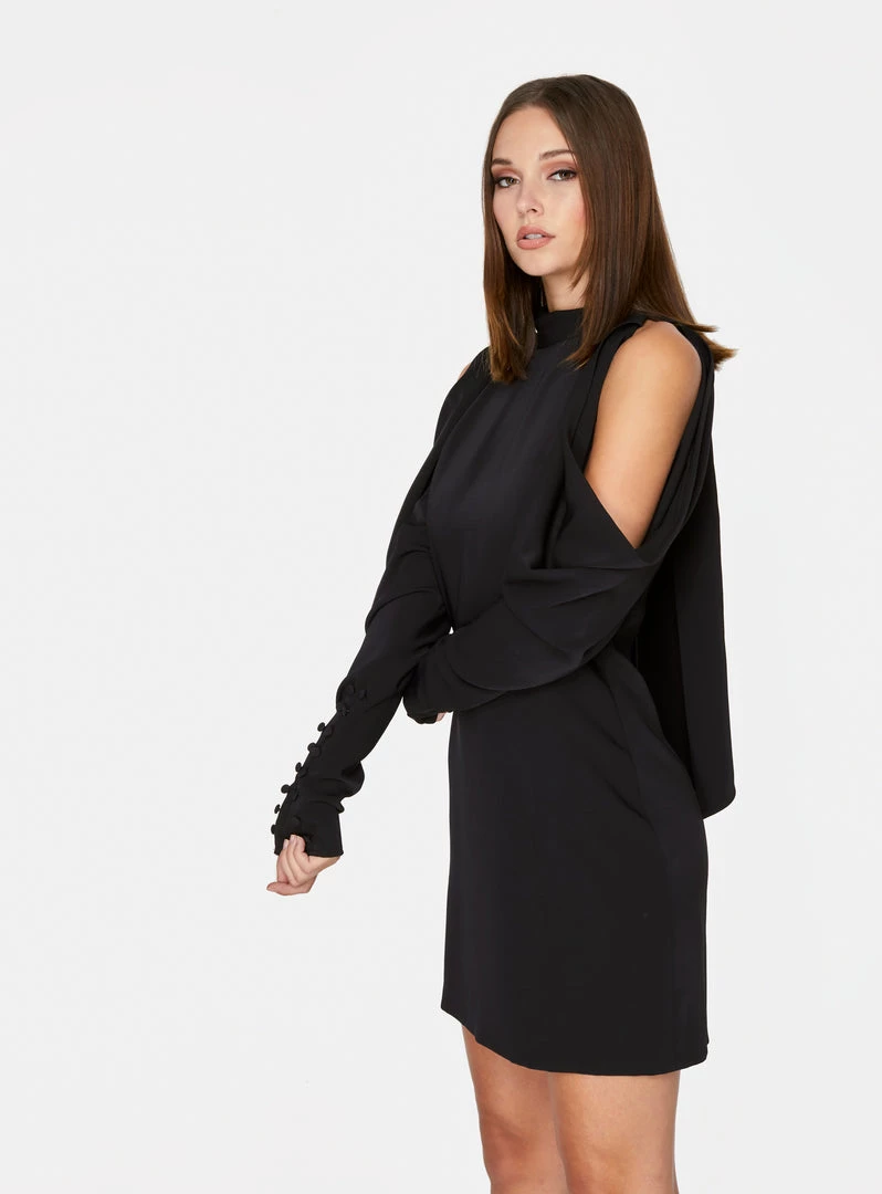 HeyYou Draped Sleeve Mini Dress In Black Dresses 4 HeyYou Draped Sleeve Mini Dress In Black Dresses