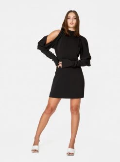 HeyYou Draped Sleeve Mini Dress In Black Dresses 11 HeyYou Draped Sleeve Mini Dress In Black Dresses
