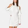 HeyYou Draped Sleeve Mini Dress In Off White Dresses
