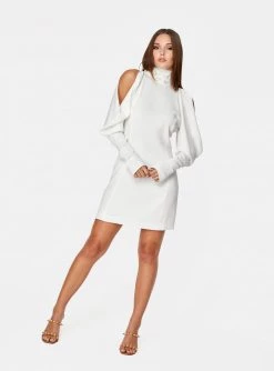 HeyYou Draped Sleeve Mini Dress In Off White Dresses 11 HeyYou Draped Sleeve Mini Dress In Off White Dresses