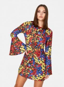 HeyYou Passion Floral Bell Sleeved Mini Dress Dresses