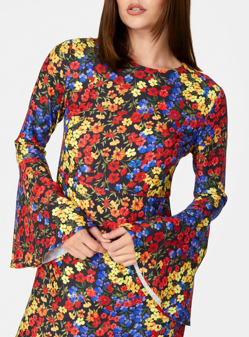 HeyYou Passion Floral Bell Sleeved Mini Dress Dresses 6 HeyYou Passion Floral Bell Sleeved Mini Dress Dresses