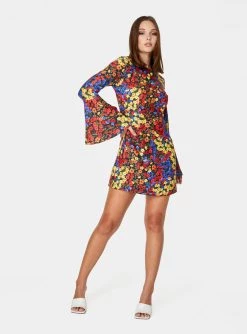 HeyYou Passion Floral Bell Sleeved Mini Dress Dresses 11 HeyYou Passion Floral Bell Sleeved Mini Dress Dresses