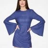 HeyYou Blue Geometric Bell Sleeved Mini Dress Dresses 1 HeyYou Blue Geometric Bell Sleeved Mini Dress Dresses