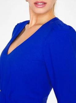 HeyYou Deep V Mini Dress In Cobalt Dresses