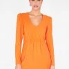 HeyYou Dresses Deep V Mini Dress In Orange