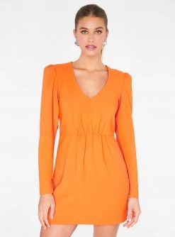 HeyYou Dresses Deep V Mini Dress In Orange