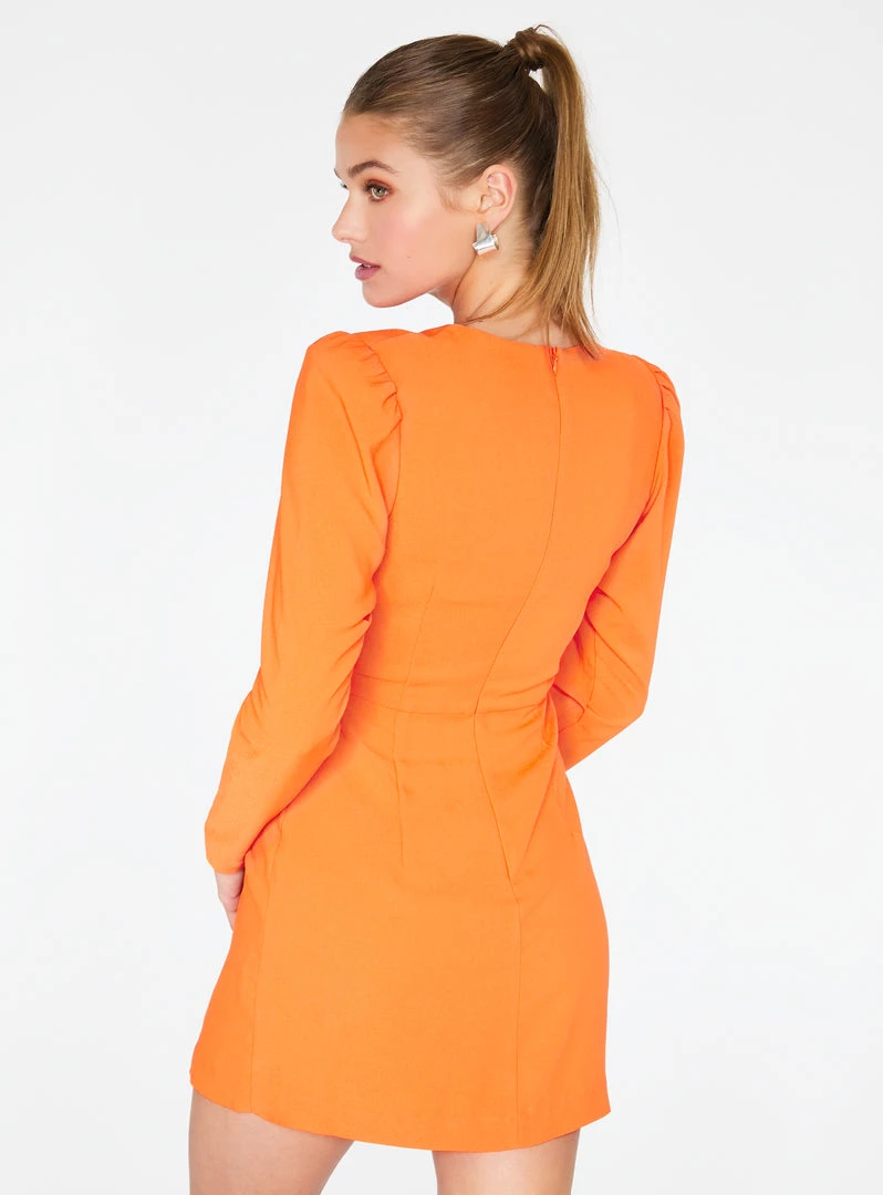 HeyYou Dresses Deep V Mini Dress In Orange 6 HeyYou Dresses Deep V Mini Dress In Orange