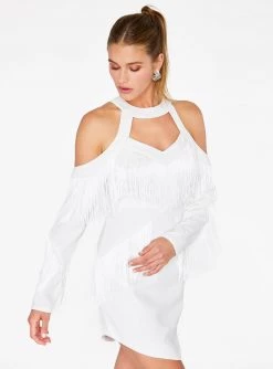 HeyYou Dresses Fringe Cut Out Mini Dress In Off White 9 HeyYou Dresses Fringe Cut Out Mini Dress In Off White
