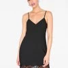 HeyYou Dresses Black Lace Hem Slip Dress