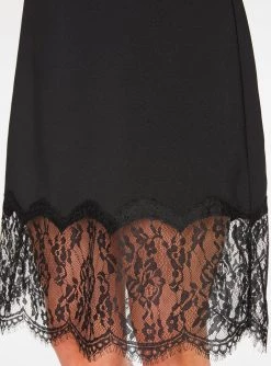 HeyYou Dresses Black Lace Hem Slip Dress