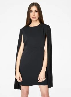 HeyYou Black Mini Dress With Pleated Sleeves