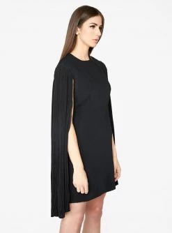 HeyYou Black Mini Dress With Pleated Sleeves