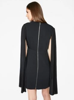 HeyYou Black Mini Dress With Pleated Sleeves