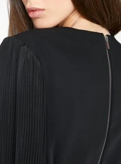 HeyYou Black Mini Dress With Pleated Sleeves