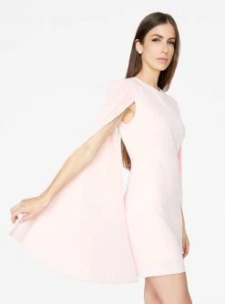 HeyYou Dresses Light Pink Mini Dress With Pleated Sleeves