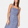 HeyYou Mini Button Up Dress In Blue Checkered Dresses