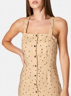 HeyYou Mini Button Up Dress In Peach Polka Dots 10 HeyYou Mini Button Up Dress In Peach Polka Dots